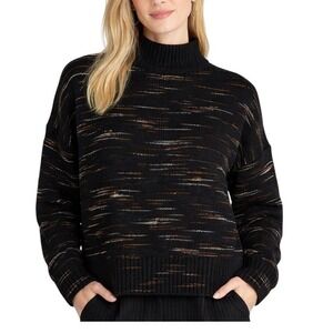 Margaret O'leary Patisserie Mock Neck Boxy Sweater sz LG Black Multi